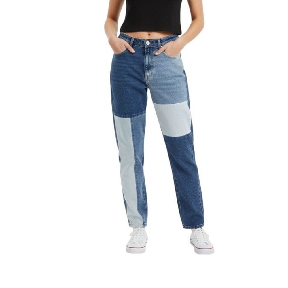 Hollister California Ultra High Rise Mom Jean Patchwork Denim‎ Womens 26 Casual